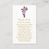 Purple Flower Cross Photo Funeral Prayer Card Visitenkarte (Rückseite)