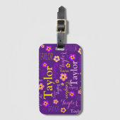 Purple flower custom name Taylor art Gepäckanhänger (Vorderseite Vertikal)