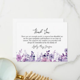 Purple Flower Funeral Thank You Card Bereavement Dankeskarte