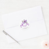 Purple Flower Greenery Ribbon Birthday Runder Aufkleber (Umschlag)