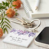 Purple Flower Memorial Funeral Photo Schlüsselanhänger (Vorderseite rechts)