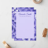 Purple flower pattern border elegant script name mitteilungskarte (Vorderseite/Rückseite Beispiel)