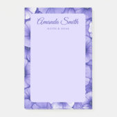 Purple flower pattern border elegant script name post-it klebezettel (Vorderseite)