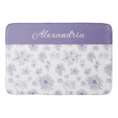 Purple Flower Pattern Custom Name  Badematte (Vorderseite)