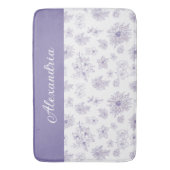 Purple Flower Pattern Custom Name  Badematte (Vorderseite Vertikal)