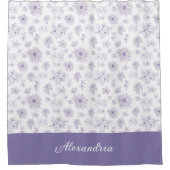 Purple Flower Pattern Custom Name  Duschvorhang (Vorderseite)