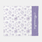 Purple Flower Pattern Custom Name  Fleecedecke (Vorderseite (Horizontal))