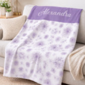 Purple Flower Pattern Custom Name  Fleecedecke