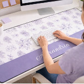 Purple Flower Pattern Custom Name  Schreibtischunterlage