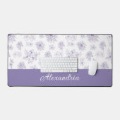 Purple Flower Pattern Custom Name  Schreibtischunterlage (Tastatur & Maus)