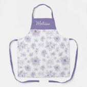 Purple Flower Pattern Custom Name  Schürze (Vorderseite)