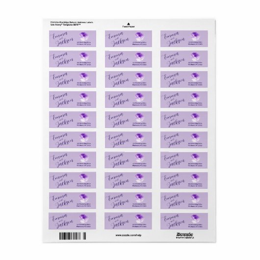 Purple Flower Script Return Address Label (Vorne)