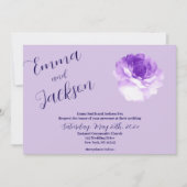 Purple Flower Script Wedding Invitation Einladung (Vorderseite)