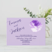 Purple Flower Script Wedding Invitation Einladung (Stehend Vorderseite)