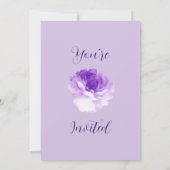 Purple Flower Script Wedding Invitation Einladung (Rückseite)
