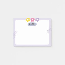 Purple flower sticky notes  post-it klebezettel
