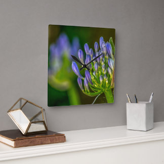 Purple Flower Wall Clock Quadratische Wanduhr