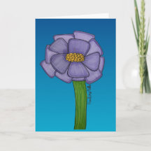 Purple Flower with blue background blank
