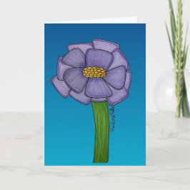 Purple Flower with blue background blank Karte