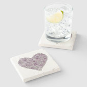 Purple flowered heart coaster steinuntersetzer (Seitenansicht)