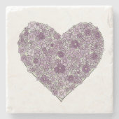 Purple flowered heart coaster steinuntersetzer (Vorderseite)