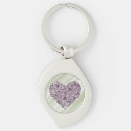 Purple flowered heart keychain schlüsselanhänger
