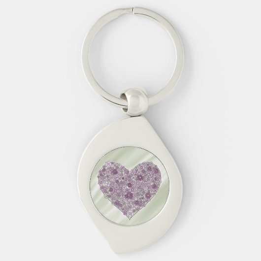 Purple flowered heart keychain schlüsselanhänger (Vorderseite)