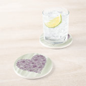 Purple flowered heart round coaster getränkeuntersetzer (Seite)