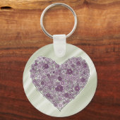 Purple flowered heart round keychain schlüsselanhänger (Rückseite)