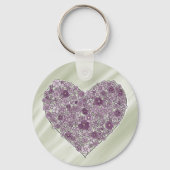 Purple flowered heart round keychain schlüsselanhänger (Rückseite)