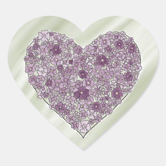 Purple flowered heart sticker (Vorderseite)