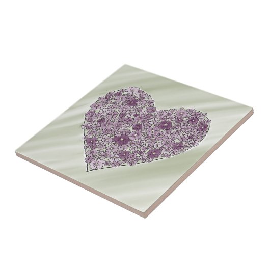 Purple flowered heart tile fliese (Seite)