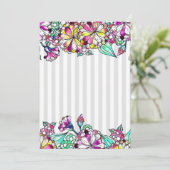 Purple flowers and grey stripes dankeskarte (Stehend Vorderseite)