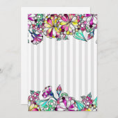 Purple flowers and grey stripes dankeskarte (Vorne/Hinten)