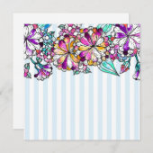 Purple flowers and light blue stripes dankeskarte (Vorne/Hinten)