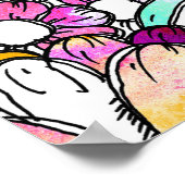 Purple flowers and light blue stripes poster (Ecke)