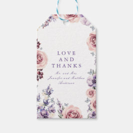 Purple Flowers Aquarell Geschenktasten Geschenkanhänger