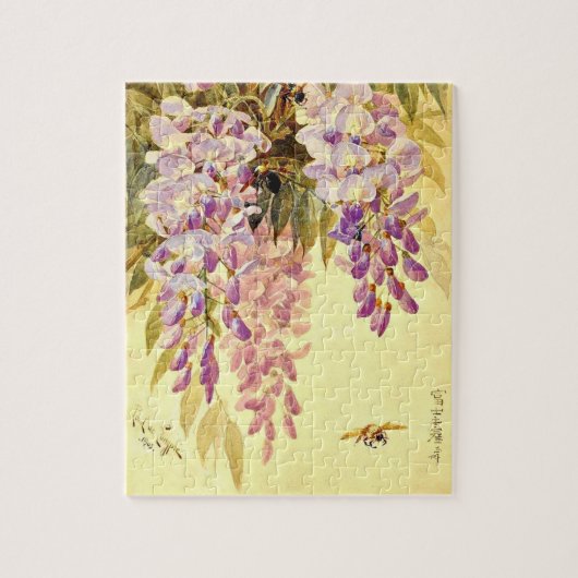 Purple Flowers & Bees Paul de Longpre Puzzle (Vertikal)