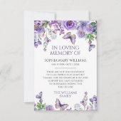 Purple Flowers Beileid Memory Danke Karte (Vorderseite)