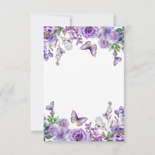 Purple Flowers Beileid Memory Danke Karte (Rückseite)