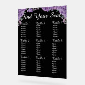Purple Flowers Black Find Your Seat Wedding Seatin Acrylschild (Winkel)