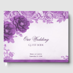 Purple Flowers Blüh Guest Book Gästebuch