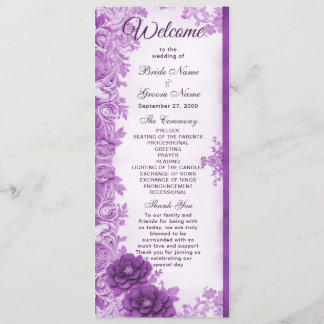 Purple Flowers Blüh Hochzeitsprogramm Programm