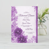 Purple Flowers Blüh Probe Dinner Einladung (Stehend Vorderseite)