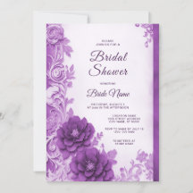 Purple Flowers Blühte Bridal Dusche Einladung