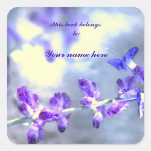 Purple Flowers Buchzeichen Quadratischer Aufkleber