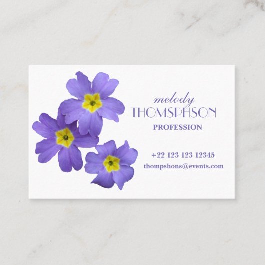 Purple Flowers Business Card Visitenkarte (Vorderseite)