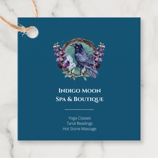 Purple Flowers Celestial Raven Crystals Wreath Geschenkanhänger (Vorderseite)