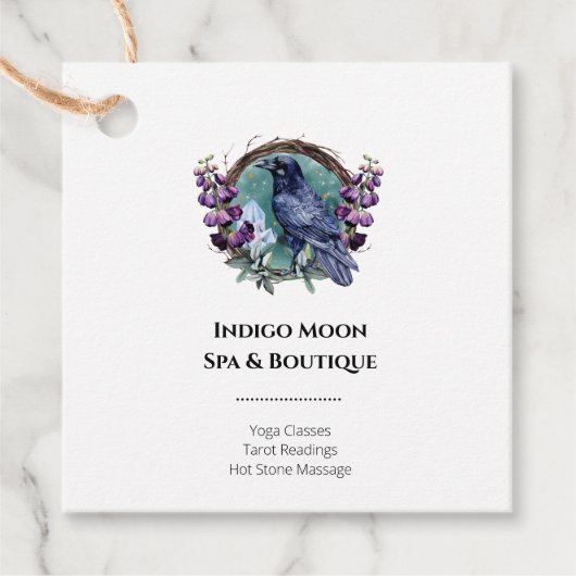 Purple Flowers Celestial Raven Crystals Wreath Geschenkanhänger (Vorderseite)