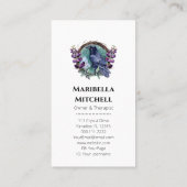 Purple Flowers Celestial Raven Crystals Wreath Visitenkarte (Rückseite)